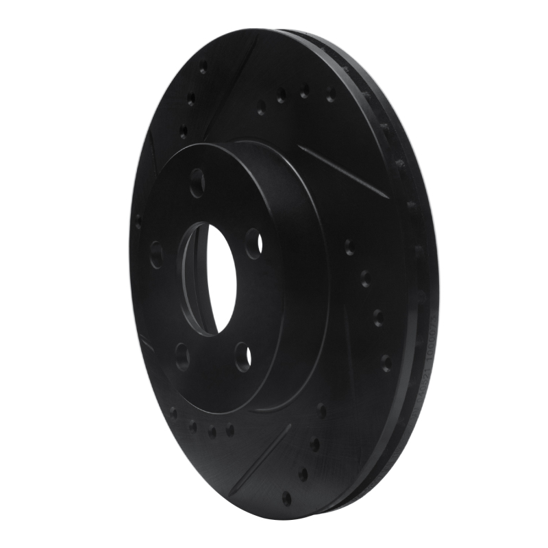 Buick Skylark Brake Rotor (1) - Front Left - R1 Concepts - Drilled & Slotted - Black - `90-`05